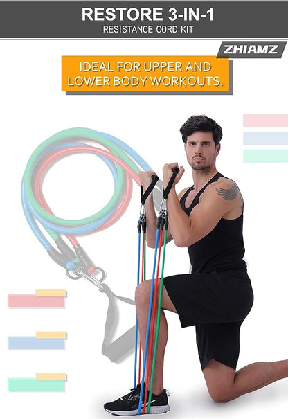 Resistance Bands with Handles, Single Resistance Bands, Exercise Bands with Handles, for Resistance Training, Physical Therapy, Home Workouts, Fitness, Pilates