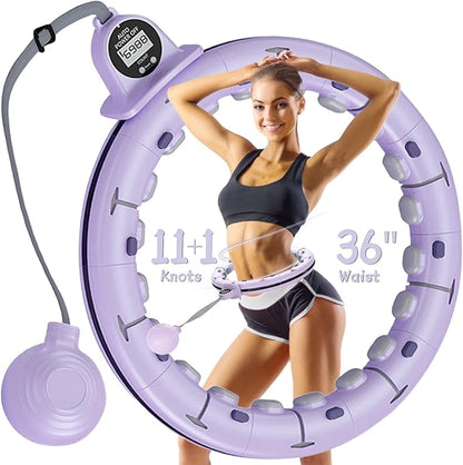 Leann L!fe-U1 30 Knots Waist 19"-61", Magnetic Lock Smart Weighted Hula Hoop for Kids & Adults Weight Loss, Infinity Hoop Plus Size, Children Adult Home Outdoors, Fitness Exercise, Abdominal Toner