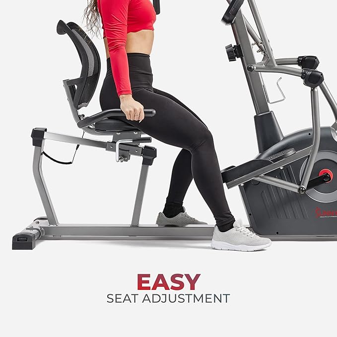 Sunny Health & Fitness Elite Recumbent Cross Trainer & Elliptical Machine with Arm Exercisers, Easy Adjust Seat, with Exclusive SunnyFit® App Enhanced Connectivity