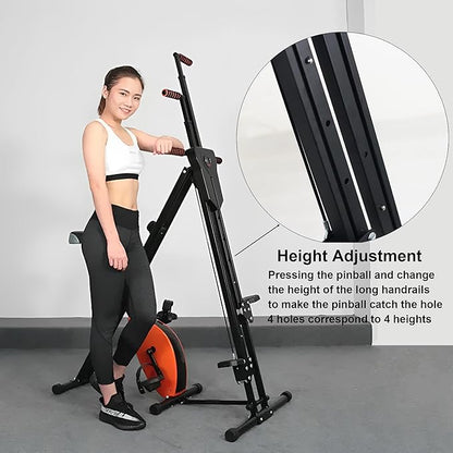 Vertical Climber & Exercise Bike 2-in-1 Home Gym, 4-Level Height Adjustable Vertical Climber Exercise Machine, 8-Level Magnetic Resistance Exercise Bike