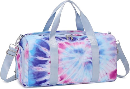 Abshoo Sports Gym Bag for Girls Teen Weekender Carry On Women Travel Duffel Bag with Shoe Compartment (Tie Dye D) Medium