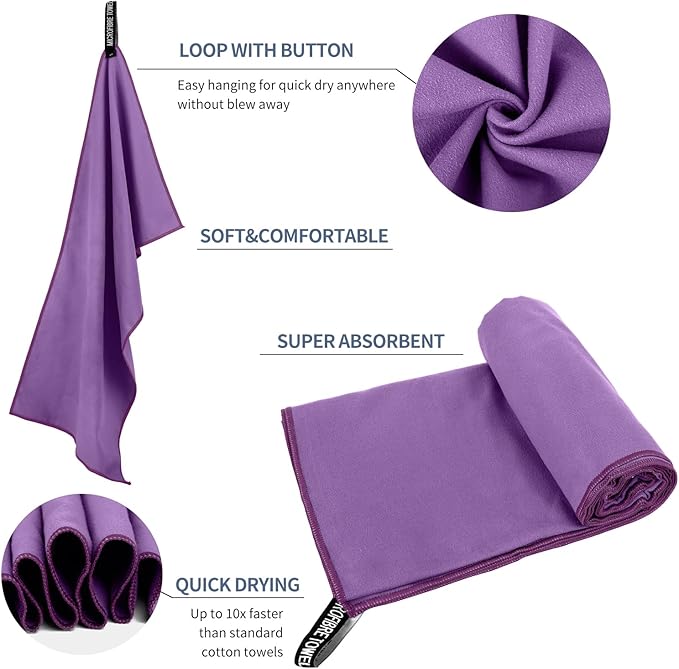 Microfiber Travel Towel, Soft Lightweight Quick Dry Towel, Super Absorbent Compact Travel & Sports & Beach Towels for Camping, Backpack, Gym, Swimming, Yoga, Hiking (XXL:40"×72" -Purple)