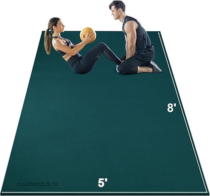 Large Exercise Mat 8'x5'|12'x6' Workout Mat for Home Gym Mats Exercise Heavy Duty Gym Flooring Fitness Mat Large Yoga Mat Cardio Mat for Weightlifting, Jump Rope, MMA, Stretch, Plyo, HIIT, Shoe-Friendly