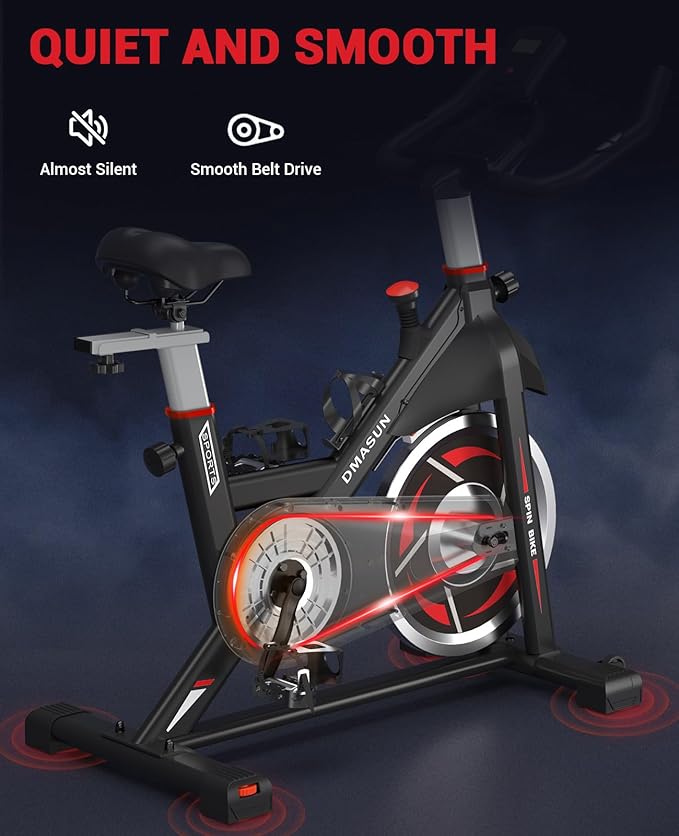 DMASUN Exercise Bike, Indoor Cycling Bike Stationary, Cycle Bike with Comfortable Seat Cushion, Digital Display with Pulse