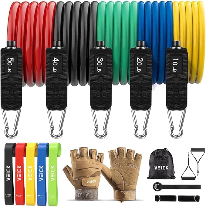 VEICK Resistance Bands, Exercise Bands, Workout Bands, Resistance Bands for Working Out with Handles for Men and Women, Exercising Bands for Fitness Weights Work Out at Home