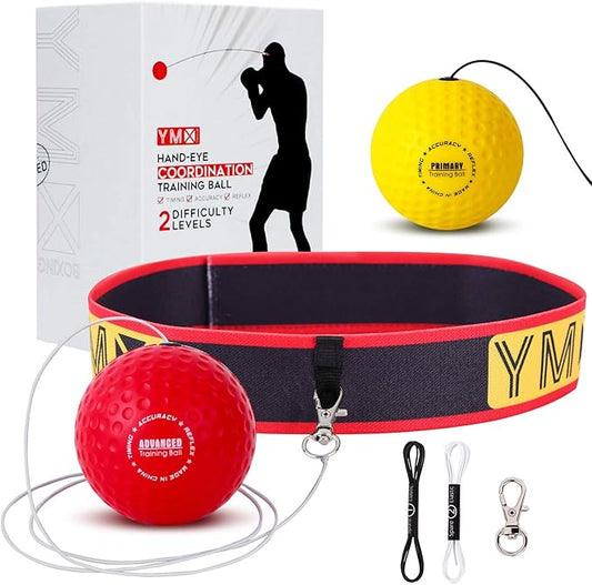 Training Reflex Ball - Adjustable Elastic Head Band, Light Weight Soft Foam Balls - Improve Hand to Eye Coordination, Reaction Speed, Focus, Accuracy - Cardio Sports Exercise Equipment