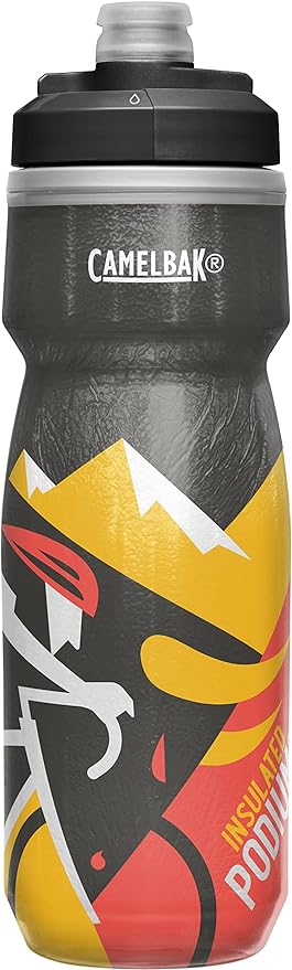 CamelBak Podium Chill Insulated Bike Water Bottle - Easy Squeeze Bottle - Fits Most Bike Cages - 21oz, Carrera