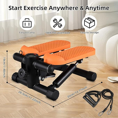 Lixada Stair Stepper for Exercises, Mini Stepper with Resistance Band & LCD Monitor, Gym Fitness Stair Stepping Exercise Equipment Stepper Machine for Home Workout, Legs Arm Full Body Training