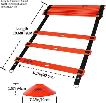 POWER GUIDANCE Agility Ladder (20 Feet) with Cones