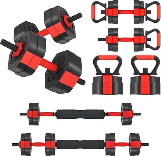 VIVITORY Dumbbell Sets Adjustable Weights, Free Weights Dumbbells Set with Connector, Non-Rolling Adjustable Dumbbell Set, Barbell Weights Set for Home Gym, Hexagon, Cement Mixture