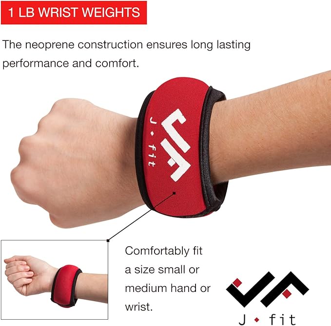 JFIT Wrist Weight Pair – Set of 2, Wrist Straps for Fitness, Walking, Workout – Multiple Size and Weight Options – Comfortable, Breathable, Moisture Absorbent Weight Straps for Men and Women