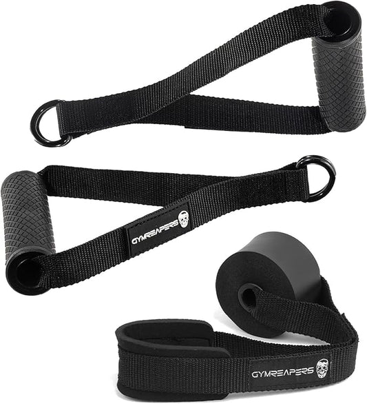 Gymreapers Resistance Band Handle/Door Anchor Combo - Exercise Band at Home Workout - (1 Pair of Handles) - Used with Any Resistance Bands for Men and Wome