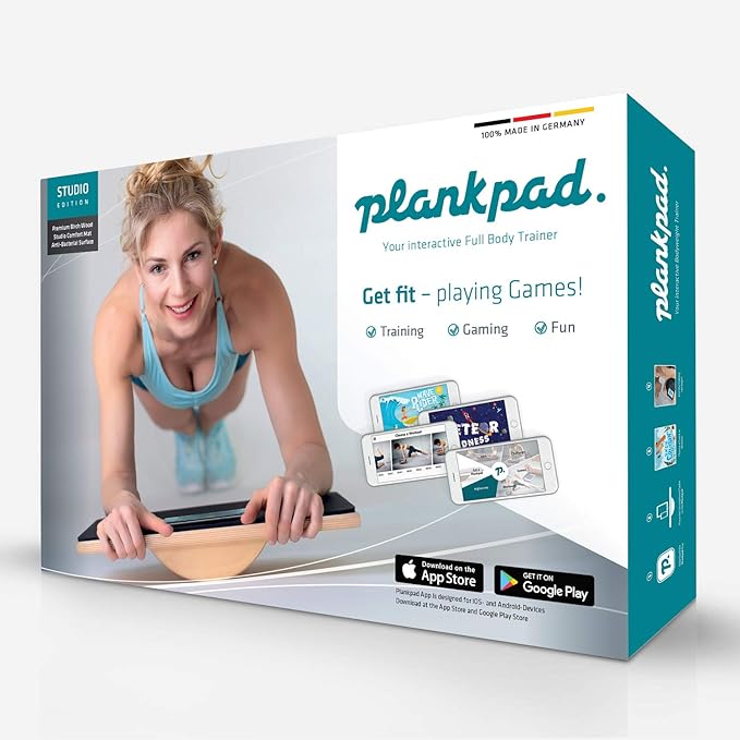 Plankpad STUDIO - Full Body Fitness and Ab-Trainer with Training App for iOS and Android - Interactive Balance Board Made in Germany