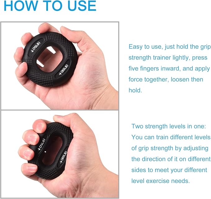 uxcell Hand Grip Strengthener, Silicone Rings Finger Forearms Exercise Grip Trainer for Rock Climbing Athletes Workout