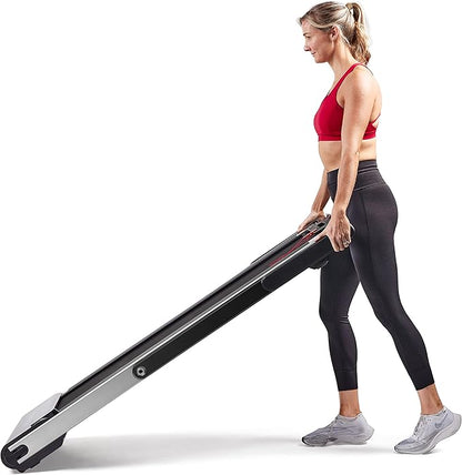 Sunny Health & Fitness ASUNA Slim Flat Folding Treadmill, Motorized with Low Profile, Speakers & Space Saving - 8730