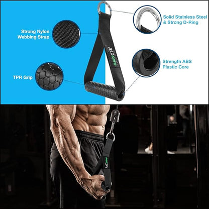 A2ZCARE Cable Machine Accessories for Weight Lifting, LAT Pull Down Attachment V Handle, V-Shaped Bar, Tricep Rope, Rotating Straight Bar