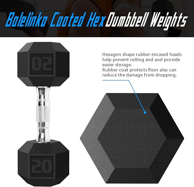 Balelinko Rubber Grip Encased Dumbbell Cast Iron Weight with Anti-Slip Handle Dumbbell -Strength Training Equipment - Home Gym Accessories - Full Body Workout - Muscle Building