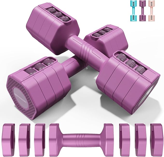 EAST MOUNT Weights Dumbbells Set of 2,Adjustable Dumbells for Women,4 in 1 Free Weights Each 2lb 3lb 4lb 5lb Hand Weights for Home Gym Exercise Training