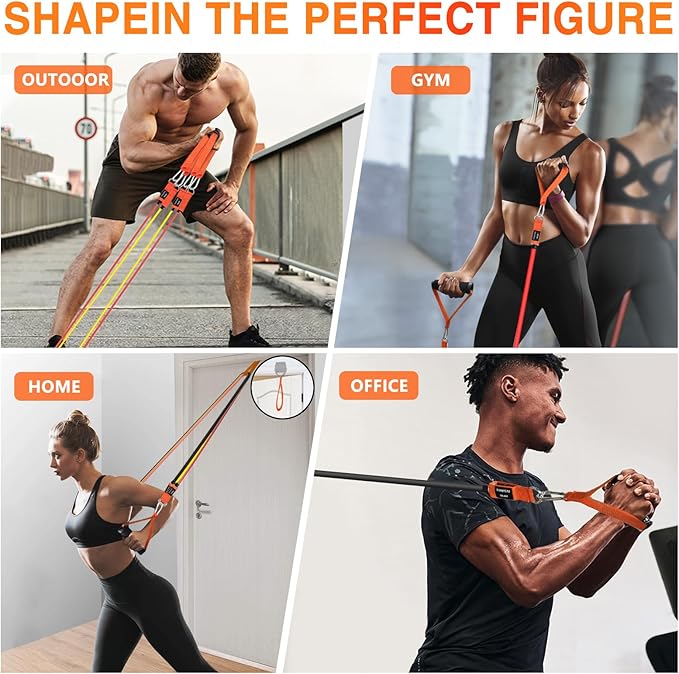 Resistance Bands, Exercise Bands with Handles, Door Anchor and Ankle Straps, 150/240/300/360LBS Workout Bands for Working Out Strength Training, Physical Therapy, Shape Body, Yoga, Home Gym