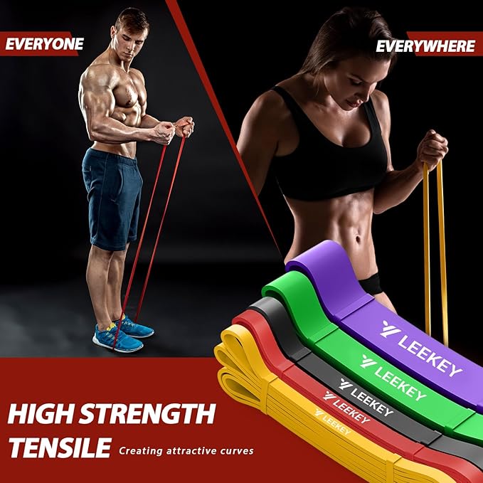 LEEKEY Resistance Bands, Exercise Bands Pull Up Assist Bands - Workout Bands Set - Mobility Band Powerlifting Bands for Men and Women Fitness Training, Physical Therapy,Home Workouts