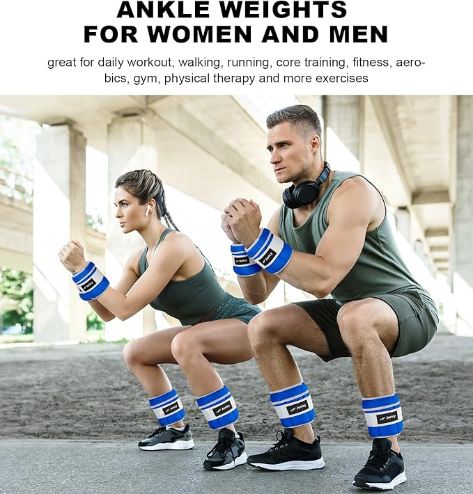 Adjustable Ankle Weights for Women Men 1 Pair 2 4 6 8 10 LBS Leg Weights Hand Arm Wrist Weights with Removable Weight, 1-5 LB Each Ankle Strength Training Weight for Physical Therapy Gym Fitness Walking Running