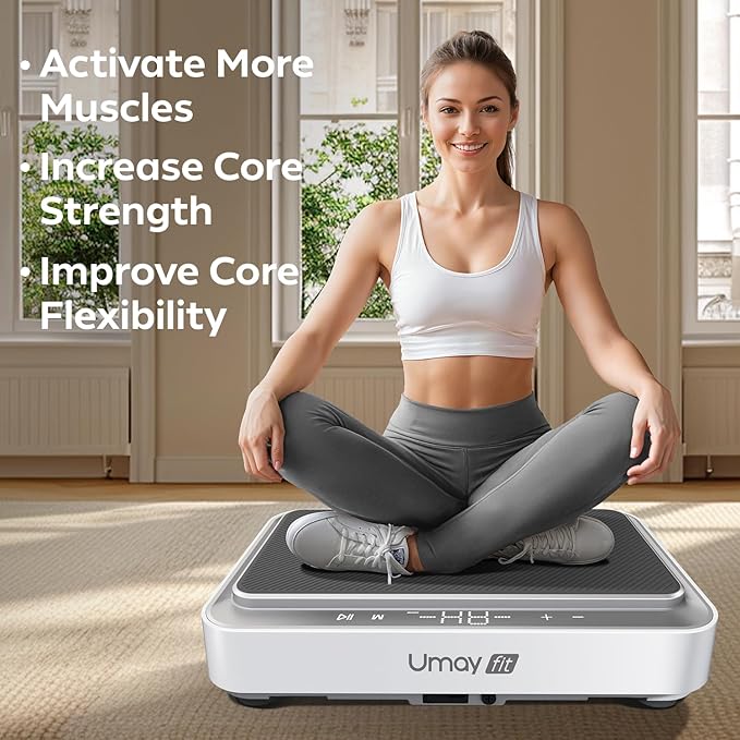 UMAY Fitness Vibration Plate Exercise Machine with Loop Bands, Whole Body Home Exercise for Loss, Muscles, Blood and Lymph Circulation Improvement, Touch & Remote, 330LB Capacity