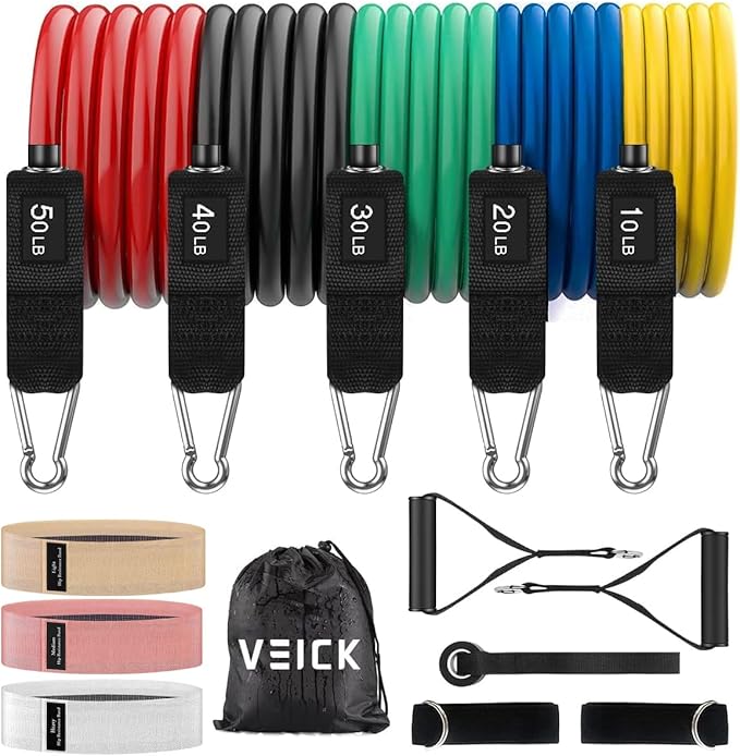 VEICK Resistance Bands, Exercise Bands, Workout Bands, Resistance Bands for Working Out with Handles for Men and Women, Exercising Bands for Fitness Weights Work Out at Home