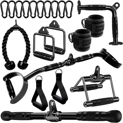 Solid Steel Cable Attachments for Gym Set with Wide Grip LAT Pull Down Bar, LAT Pulldown Attachments, Cable Machine Attachment, Tricep Pull Down Attachment, Home Gym Accessories