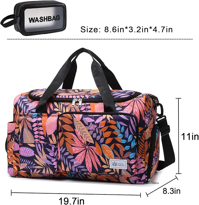 Small Gym Bag for Women, Travel Duffle Bag Carry On Weekender Bag with Shoe Compartment