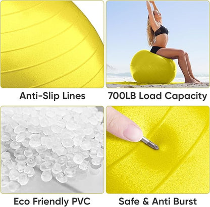 APEXUP Yoga Ball Exercise Ball, Pilates Ball, Anti Slip Stability Ball, Heavy Duty Gym Ball for Fitness, Balance, Core Workout, Physical Therapy