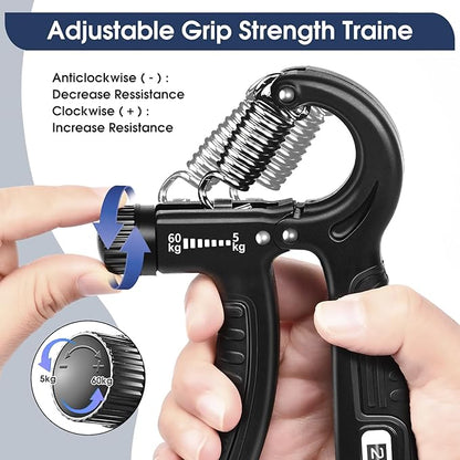 Grip Strength Trainer, Finger Strength Trainer, Hand Strengthening Grip, Hand Grip Exerciser, Finger Grip Exerciser, Grip Strength Enhancer, Adjustable Resistance, Hand Grip Exerciser for Muscle Building and Injury Recovery