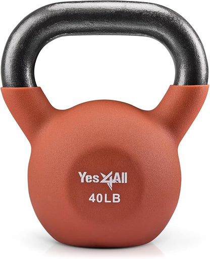 Yes4All Neoprene Coated/Adjustable Kettlebell & Kettlebell Sets - Hand Weights for Home Gym & Dumbbell Weight Set training