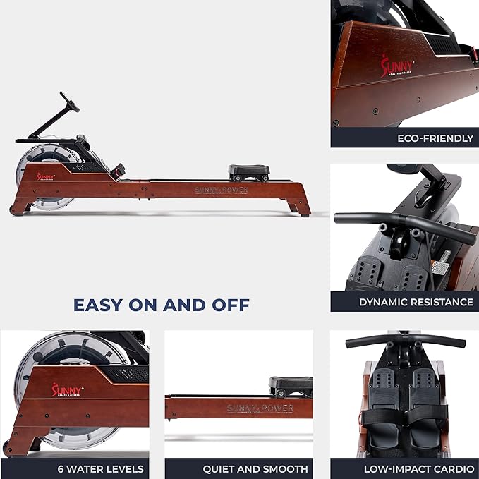 Sunny Health & Fitness Elite Water Rowing Machine