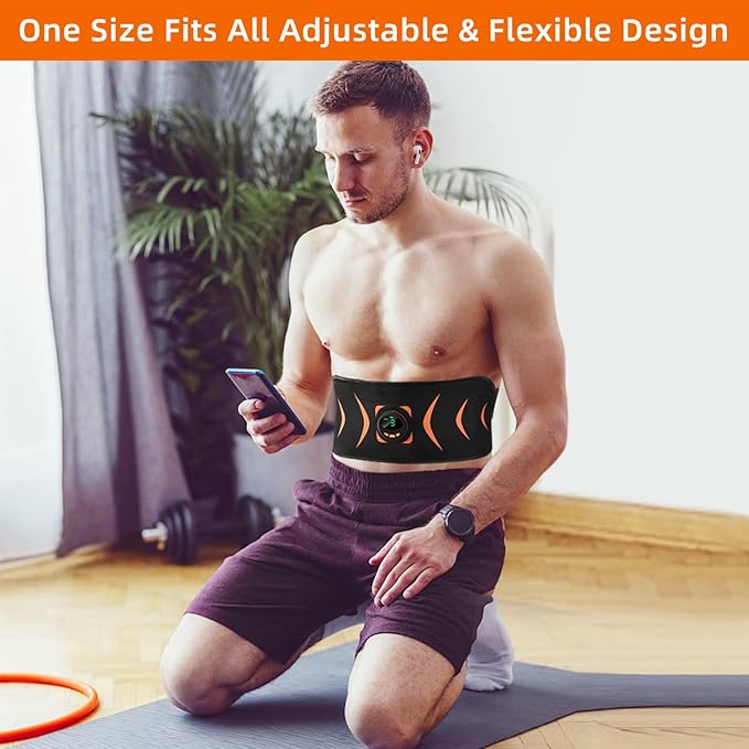 ABS Stimulator, Abdominal Toning Belt Portable Muscle Toner Waist Trainer Fitness Trimmer Workout Equipment for Home