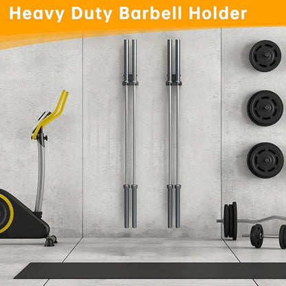 Double Vertical Olympic Barbell Hanger,Heavy Duty Barbell Holder Wall Mount, Garage Gym Bar Wall Rack, Vertical Barbell Mount Rack,Space Saving Commercial or Home Gym Accessory