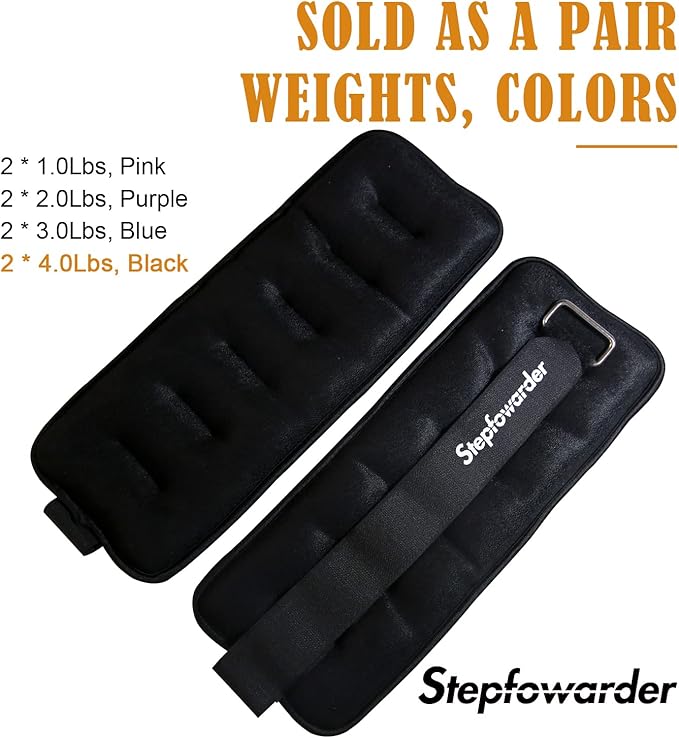 1-4 Lbs Ankle Weights Pair Set with Adjustable Strap for Arm, Hand & Leg, Walking, Jogging, Gymnastics, Aerobics - Ankle/Wrist Weights for Women, Men, Kids