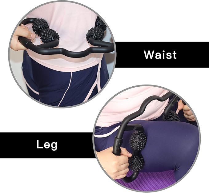 Upgraded Six-Wheel Muscle Roller - Arm & Leg Massager, Forearm & Calf Roller, Tennis Elbow Brace for Men, Carpal Tunnel & Tendonitis Relief, Perfect for Wrist, Hand, Foot, & Thigh