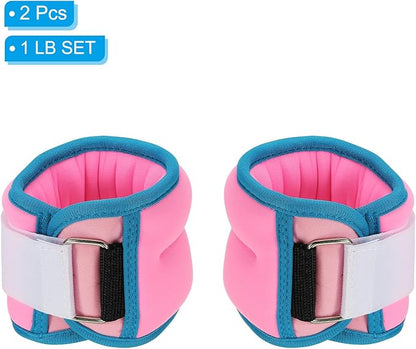 PATIKIL Ankle Weights, Wrist Weights Adjustable Leg Weights Sets 1lbs for Women Men Aerobics Gym Yoga Walking Running, Pink