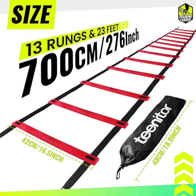 Teenitor Agility Ladder Speed Ladder Training Ladder for Soccer, Speed, Football Fitness Feet Training Carry Bag Agility Training Equipment