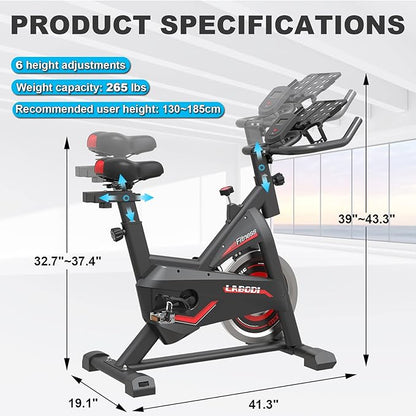 Exercise Bikes Stationary, Indoor Cycling Bike for Home Cardio Gym,Workout Bike with Saddle Cover, pad Mount & LCD Monitor,Silent Belt Drive