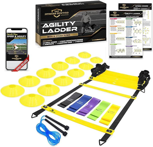 Best Ladder Agility and Speed Training Equipment Set for Improving Footwork, Football, Exercise, Workout – Double Your Athletic Results with Included Ladder Agility and Speed Training Program