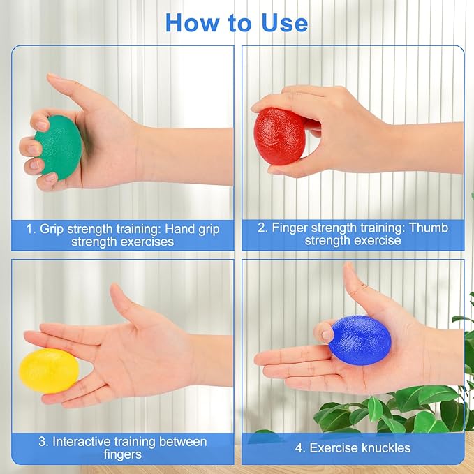 supregear Hand Exercise Ball, 5Pcs Hand Grip Strength Trainer Squeeze Balls for Hand Flexibility Recovery Sports Massage Rehabilitation Grip Strength Ball Hand Wrist Trainer with Different Hardness