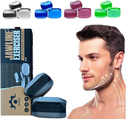 ZOHA Jaw line Exerciser - Facial Toning for Men & Women | 3 Resistance Levels, Food-Grade Silicone, Face Shaper Gum | Easy Jaw Trainer & Sculptor