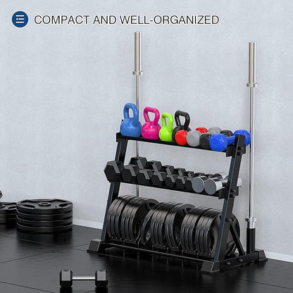 Dumbbell Rack 3-Tier Weight Plate Rack Storage Stand for Dumbbell/Kettlebell/Weight Plate and Curl Bar