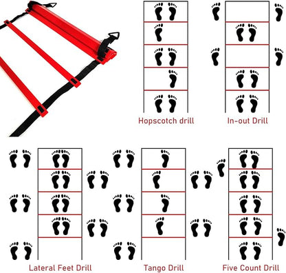 Pro Speed & Agility Training Set—Includes 12 Rung 20ft Adjustable 12 Disc 4 Steel 1 Resistance