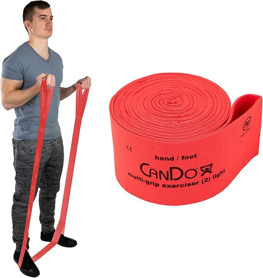 CanDo Multi-Grip 6 Foot Exercise Resistance Band with Hand/Foot Loops for Total Body Workouts, Training, Rehab, Stretching and Therapy