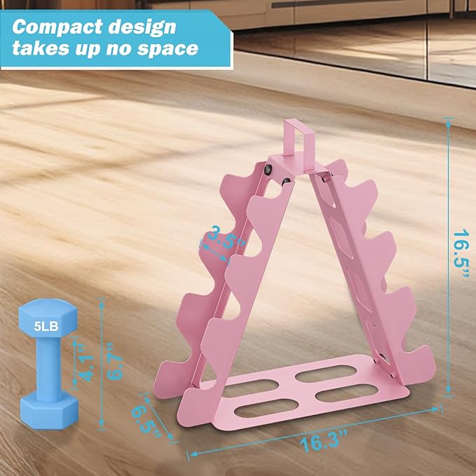 Dumbbell Rack, A-Frame Metal Dumbbell Holder with Handle, Multilevel Weight Storage Organizer for Dumbbells, Tree Shape Compact Weight Rack/Holder, Perfect for Child/Women Home Gym