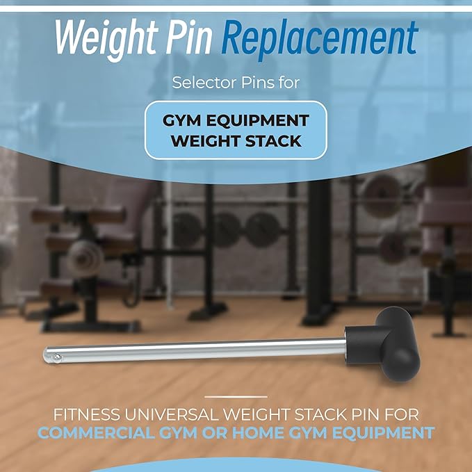 Weight Stack Pin Replacement, Pin Tensile 3/8" Diameter 5-1/2" Locking Space Universal Workout Equipment Weight Stack Selector Pin for Home Gym Exercise Machine Parts & Accessories