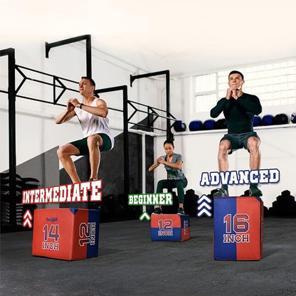 Yes4All 3-in-1 Soft-Padded Plyo Box With Wooden Core, Non-Slip Multi-Use Cushioned Plyometric Jump Box for Jumping, Conditioning, Strength Training