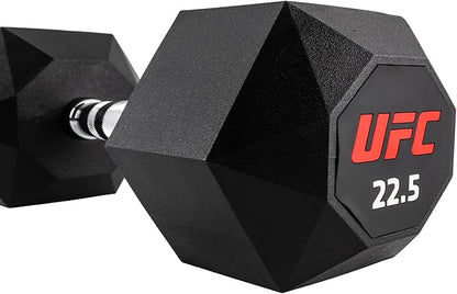 UFC Octagon Dumbbells, Rubber Coated Steel Single Dumbbell sizes 12.5 to 25kg Weights Home Gym